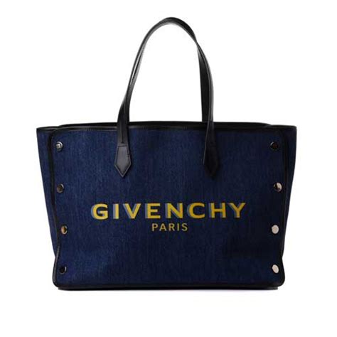 GIVENCHY Denim Medium Logo Bond Shopper Tote Blue